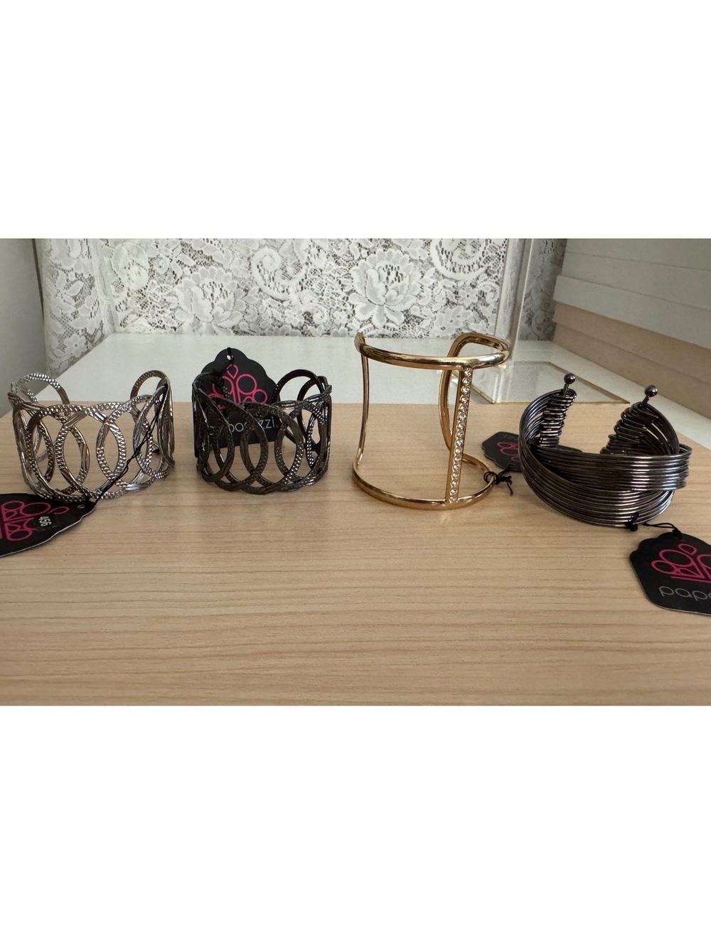 Paparazzi Jewelry Bundle 4 Statement Cuff Bracelets Silver Gold Gunmetal NWT